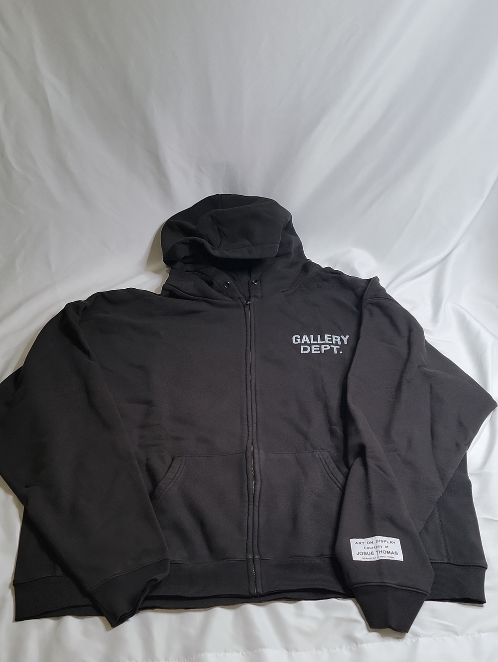 Gallery Dept Black Zip Hoodie with White Chest Logo